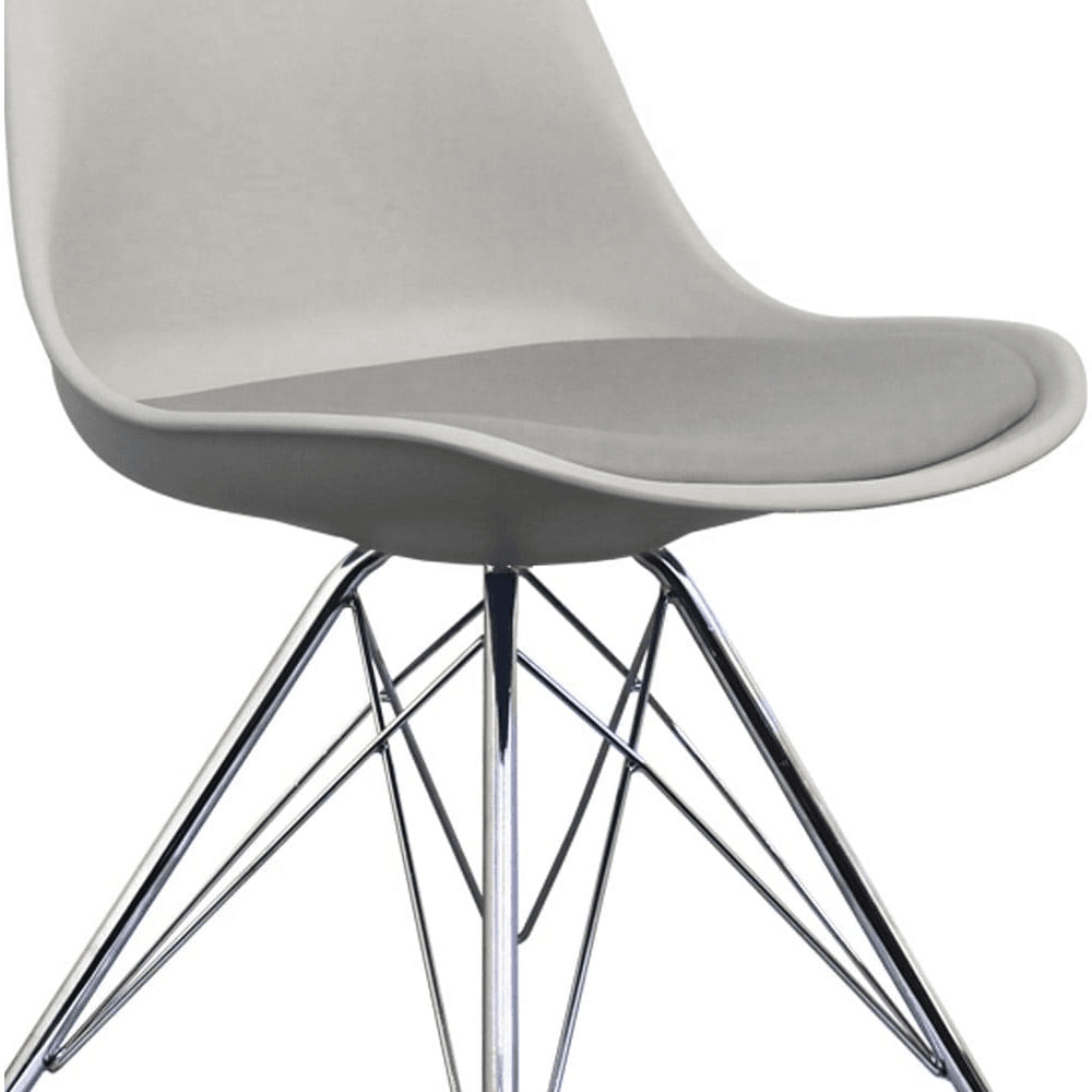 Soho Light Grey Plastic Dining Chair with Chrome Metal Legs