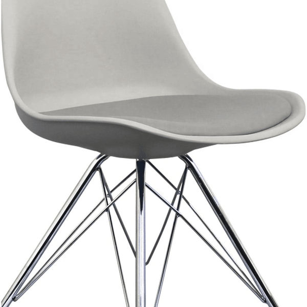 Soho Light Grey Plastic Dining Chair with Chrome Metal Legs