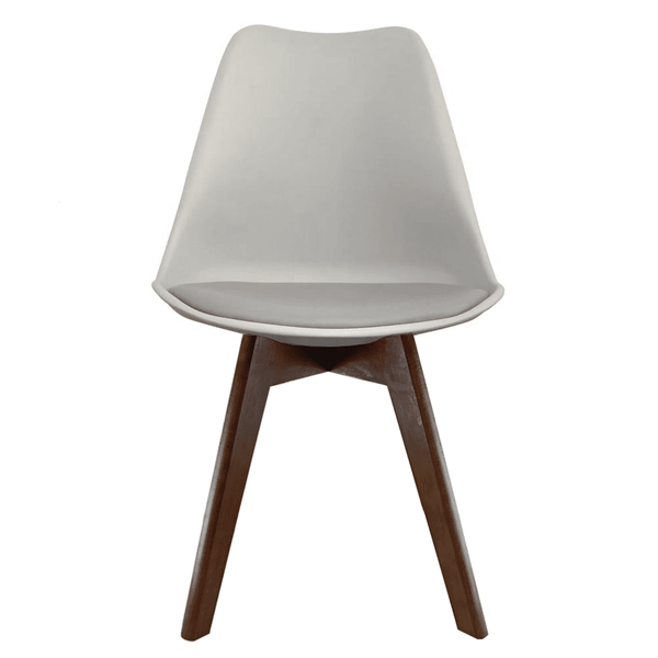 Soho Light Grey Plastic Dining Chair with Squared Dark Wood Legs