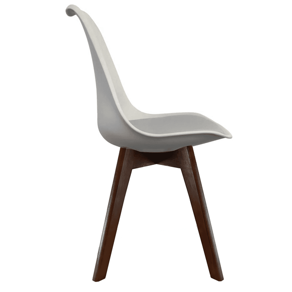 Soho Light Grey Plastic Dining Chair with Squared Dark Wood Legs