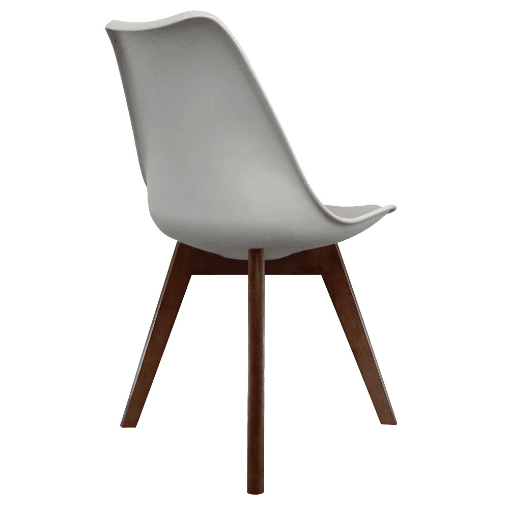 Soho Light Grey Plastic Dining Chair with Squared Dark Wood Legs