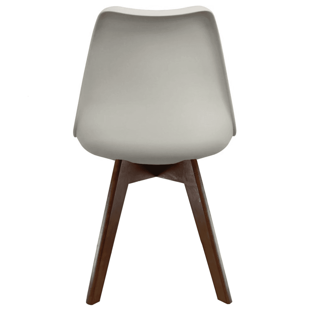 Soho Light Grey Plastic Dining Chair with Squared Dark Wood Legs