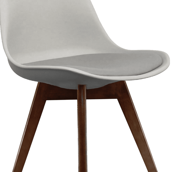 Soho Light Grey Plastic Dining Chair with Squared Dark Wood Legs