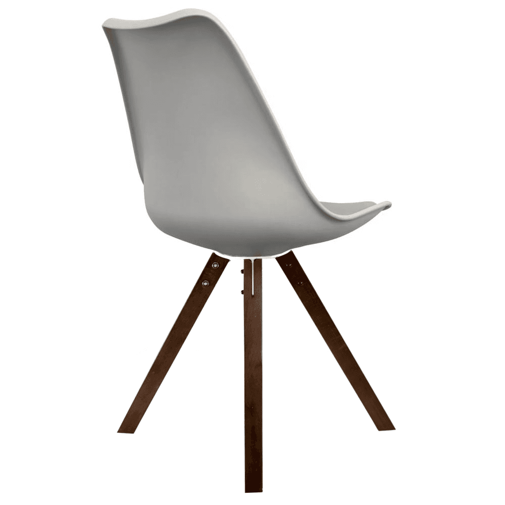Soho Light Grey Plastic Dining Chair with Square Pyramid Dark Wood Legs