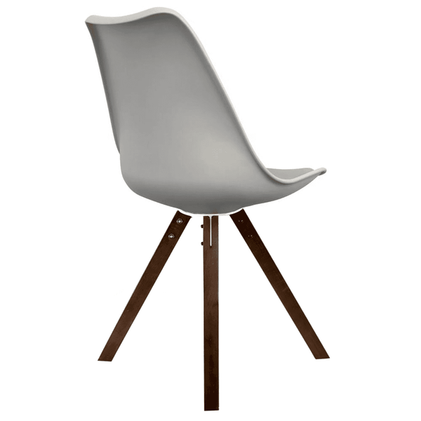 Soho Light Grey Plastic Dining Chair with Square Pyramid Dark Wood Legs