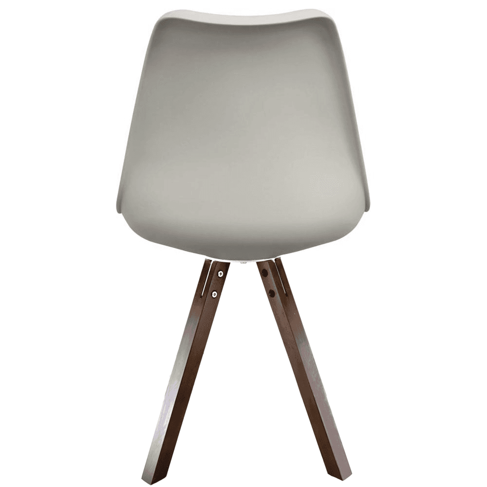 Soho Light Grey Plastic Dining Chair with Square Pyramid Dark Wood Legs