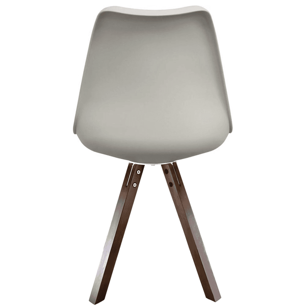 Soho Light Grey Plastic Dining Chair with Square Pyramid Dark Wood Legs