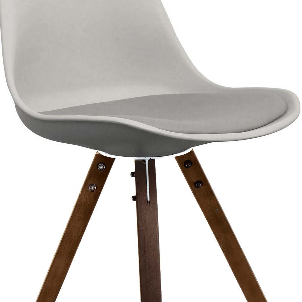 Soho Light Grey Plastic Dining Chair with Square Pyramid Dark Wood Legs