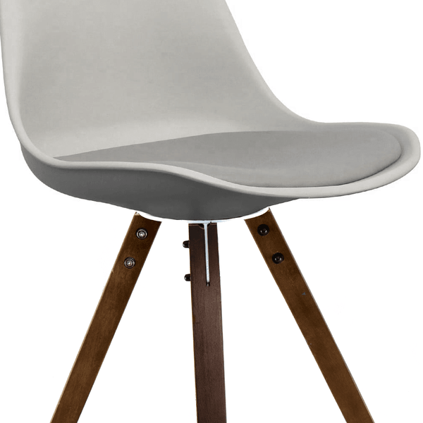 Soho Light Grey Plastic Dining Chair with Square Pyramid Dark Wood Legs