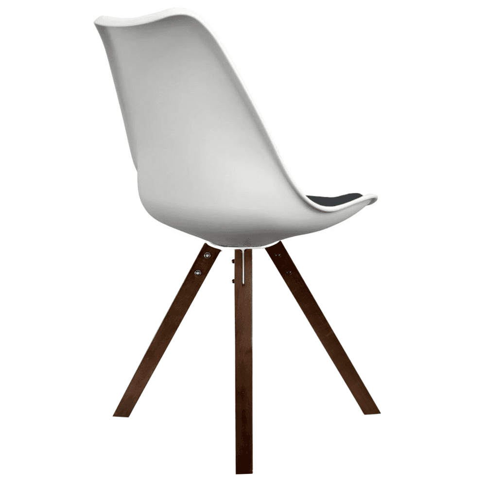 Soho White and Black Dining Chair with Square Pyramid Dark Wood Legs