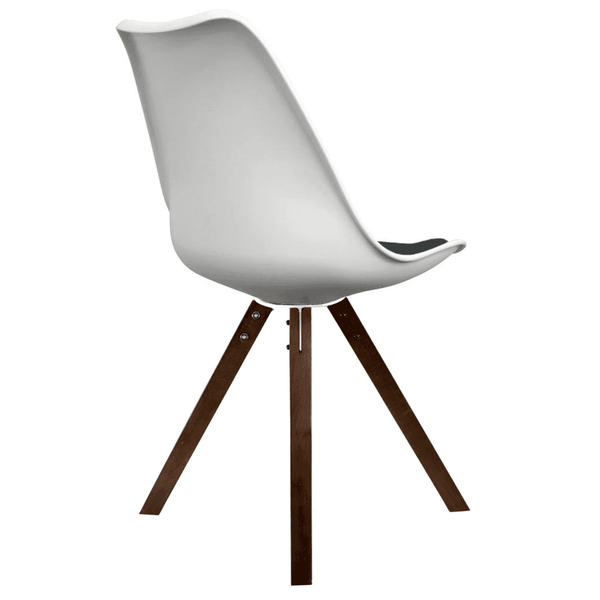 Soho White and Black Dining Chair with Square Pyramid Dark Wood Legs