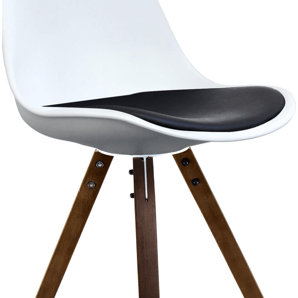 Soho White and Black Dining Chair with Square Pyramid Dark Wood Legs