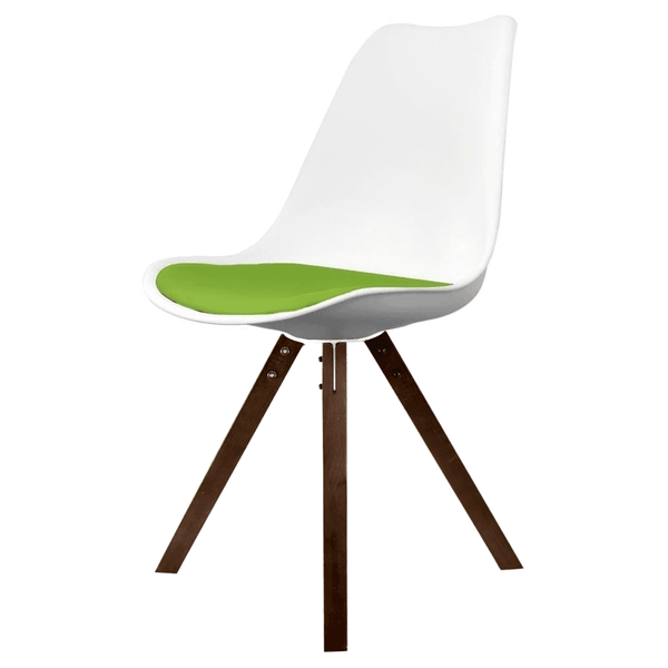 Soho White and Green Dining Chair with Square Pyramid Dark Wood Legs