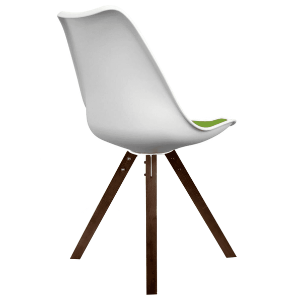 Soho White and Green Dining Chair with Square Pyramid Dark Wood Legs