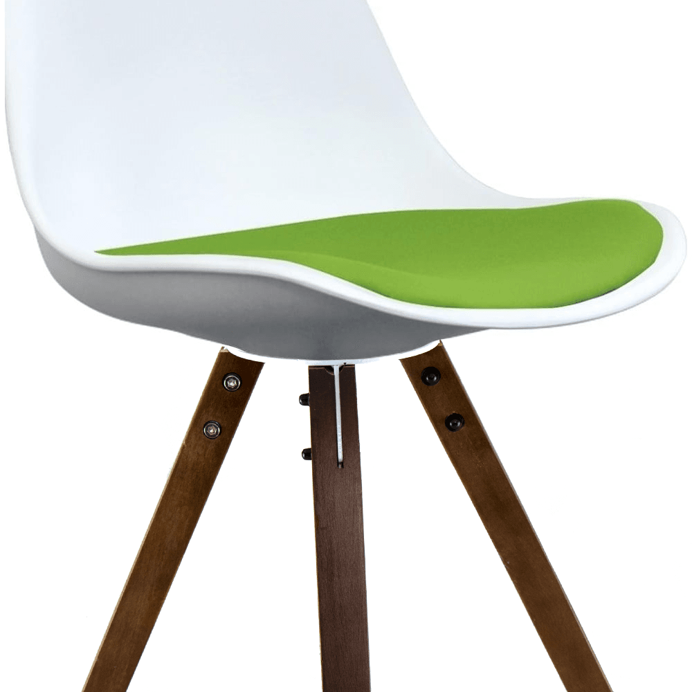 Soho White and Green Dining Chair with Square Pyramid Dark Wood Legs