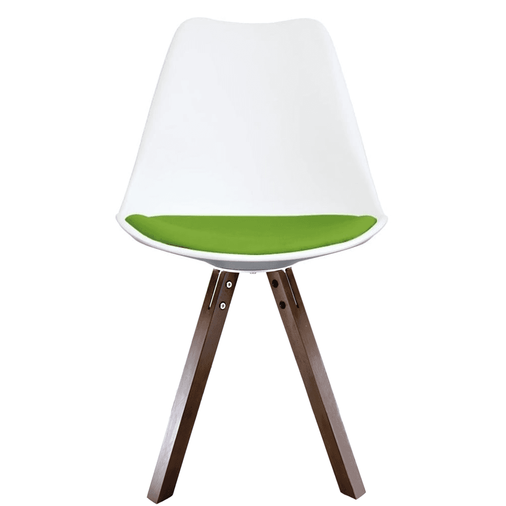 Soho White and Green Dining Chair with Square Pyramid Dark Wood Legs