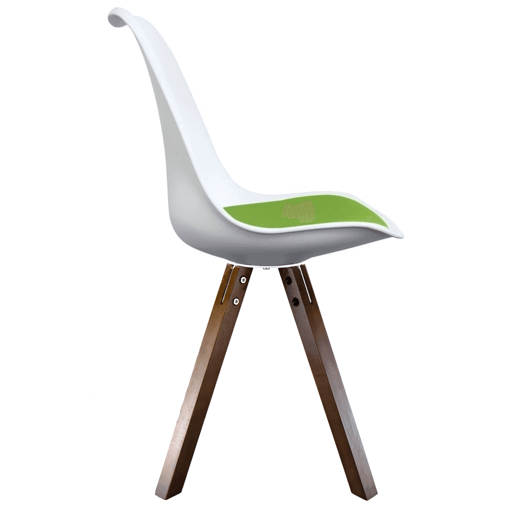 Soho White and Green Dining Chair with Square Pyramid Dark Wood Legs