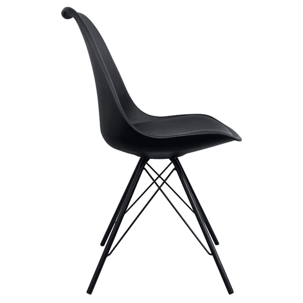 Soho Black Plastic Dining Chair with Black Metal Legs
