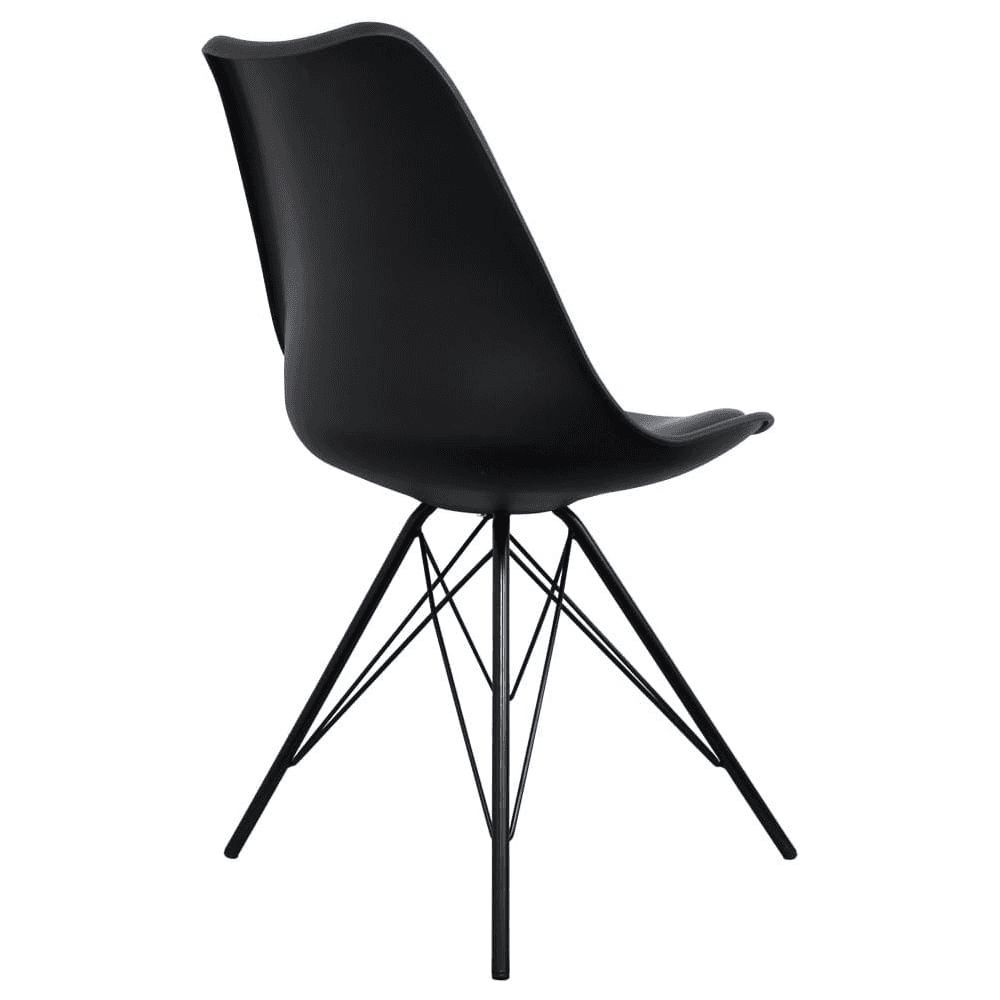 Soho Black Plastic Dining Chair with Black Metal Legs