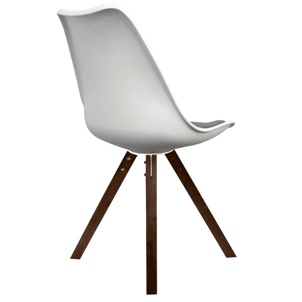 Soho White and Dark Grey Dining Chair with Square Pyramid Dark Wood Legs