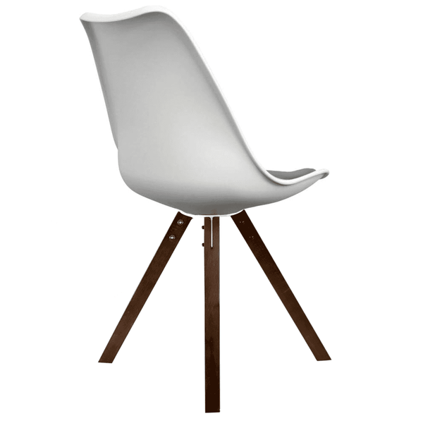 Soho White and Dark Grey Dining Chair with Square Pyramid Dark Wood Legs