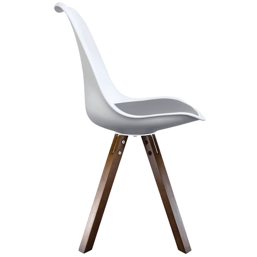 Soho White and Dark Grey Dining Chair with Square Pyramid Dark Wood Legs