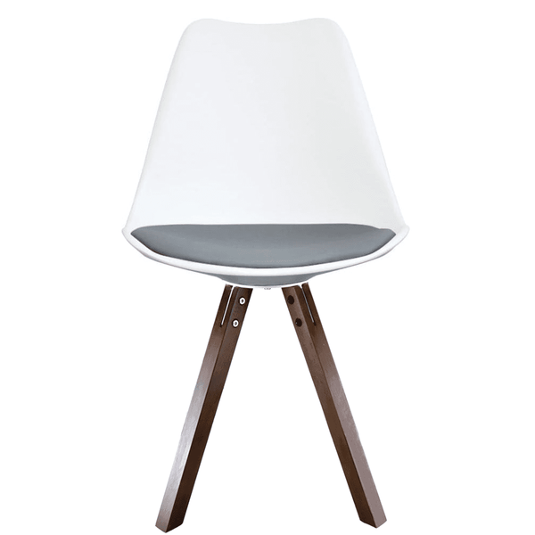 Soho White and Dark Grey Dining Chair with Square Pyramid Dark Wood Legs