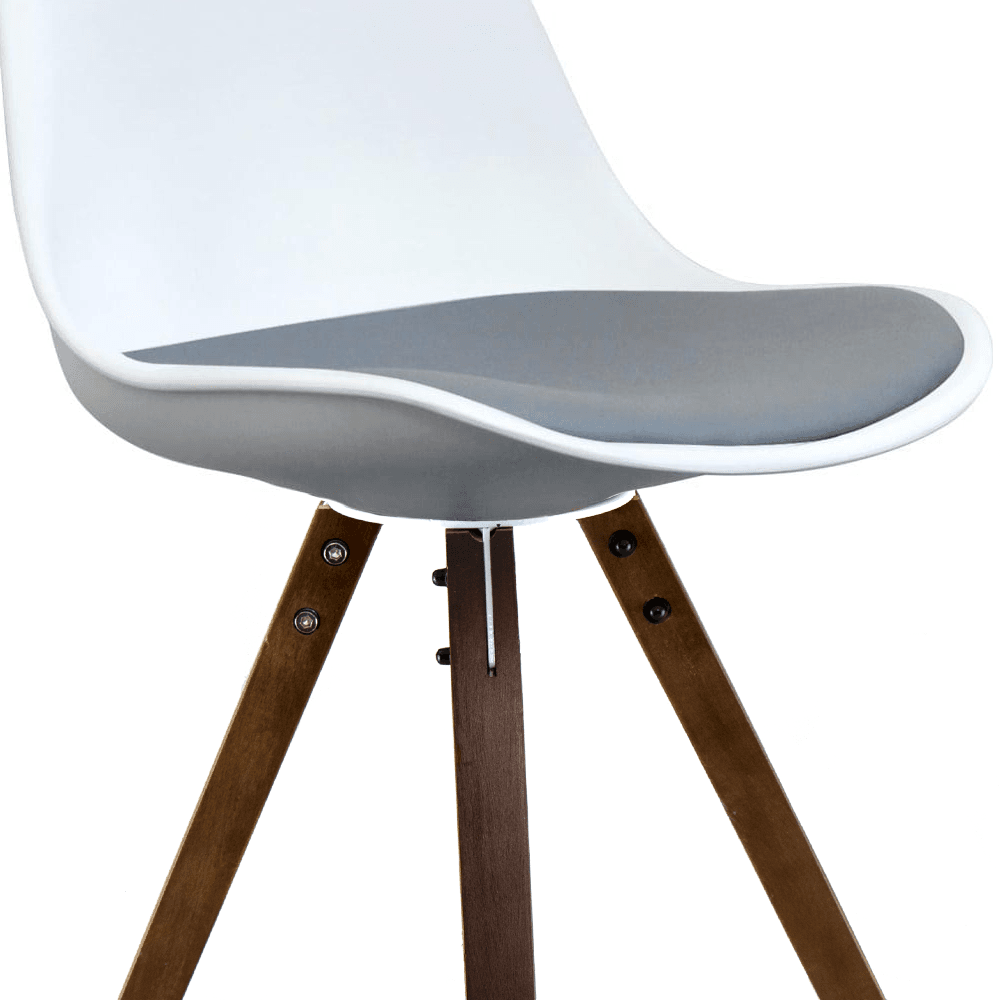 Soho White and Dark Grey Dining Chair with Square Pyramid Dark Wood Legs