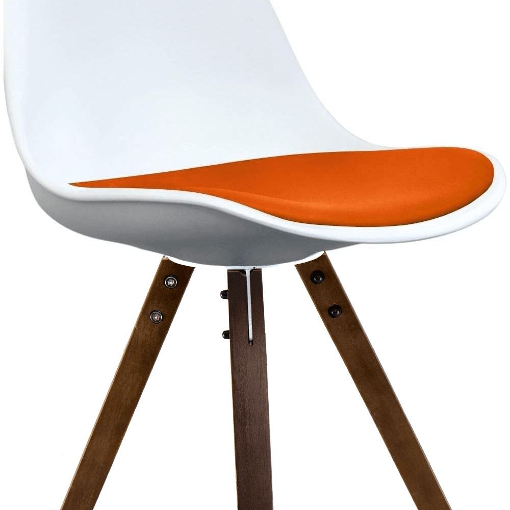 Soho White and Orange Dining Chair with Square Pyramid Dark Wood Legs