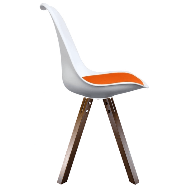 Soho White and Orange Dining Chair with Square Pyramid Dark Wood Legs