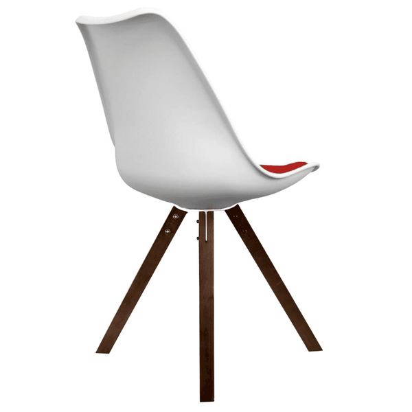Soho White and Red Dining Chair with Square Pyramid Dark Wood Legs