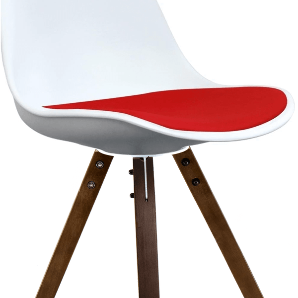 Soho White and Red Dining Chair with Square Pyramid Dark Wood Legs