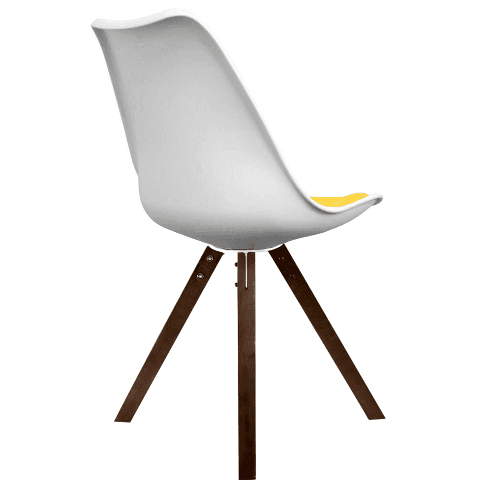 Soho White and Yellow Dining Chair with Square Pyramid Dark Wood Legs