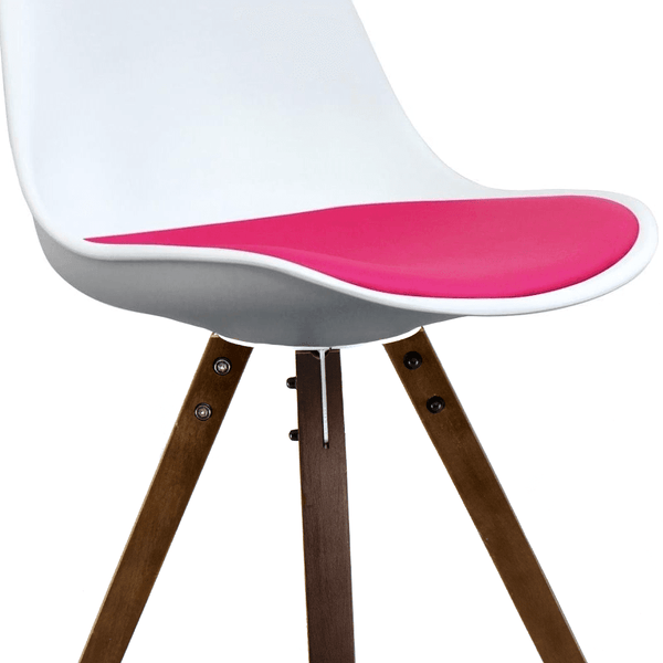 Soho White and Bright Pink Dining Chair with Square Pyramid Dark Wood Legs