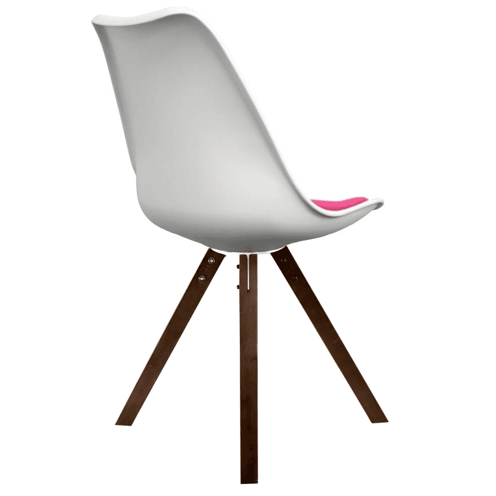 Soho White and Bright Pink Dining Chair with Square Pyramid Dark Wood Legs
