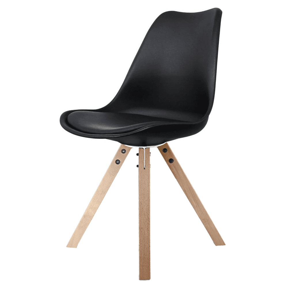 Soho Black Dining Chair with Square Pyramid Light Wood Legs