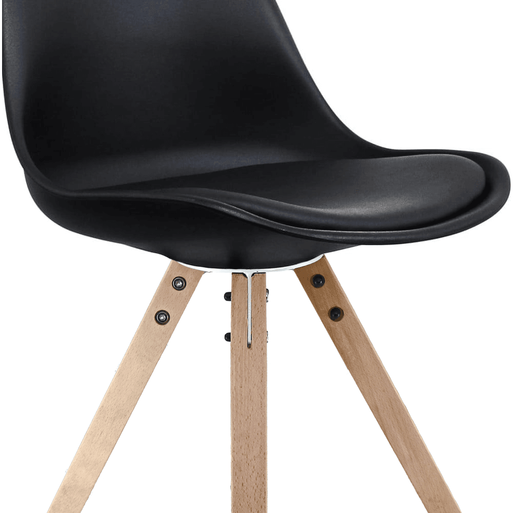 Soho Black Dining Chair with Square Pyramid Light Wood Legs