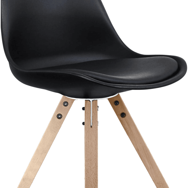 Soho Black Dining Chair with Square Pyramid Light Wood Legs