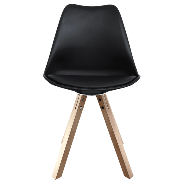 Soho Black Dining Chair with Square Pyramid Light Wood Legs