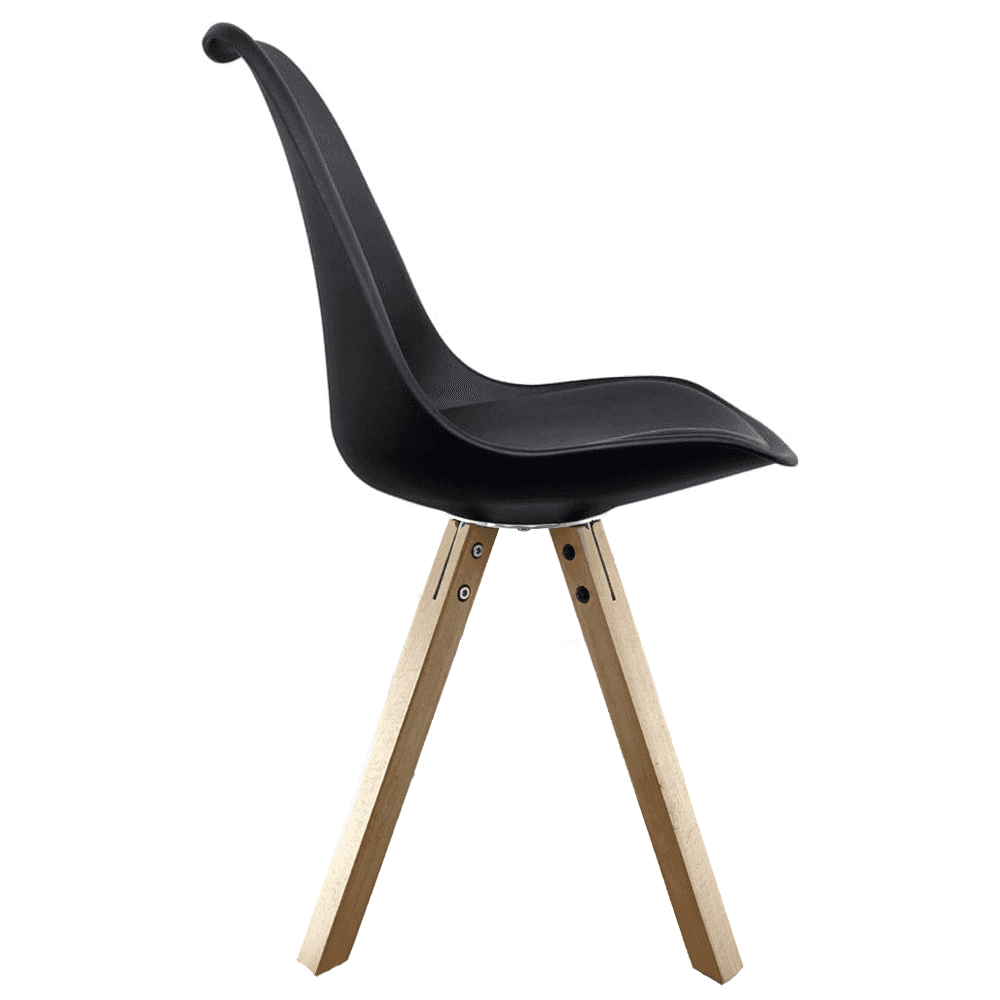 Soho Black Dining Chair with Square Pyramid Light Wood Legs