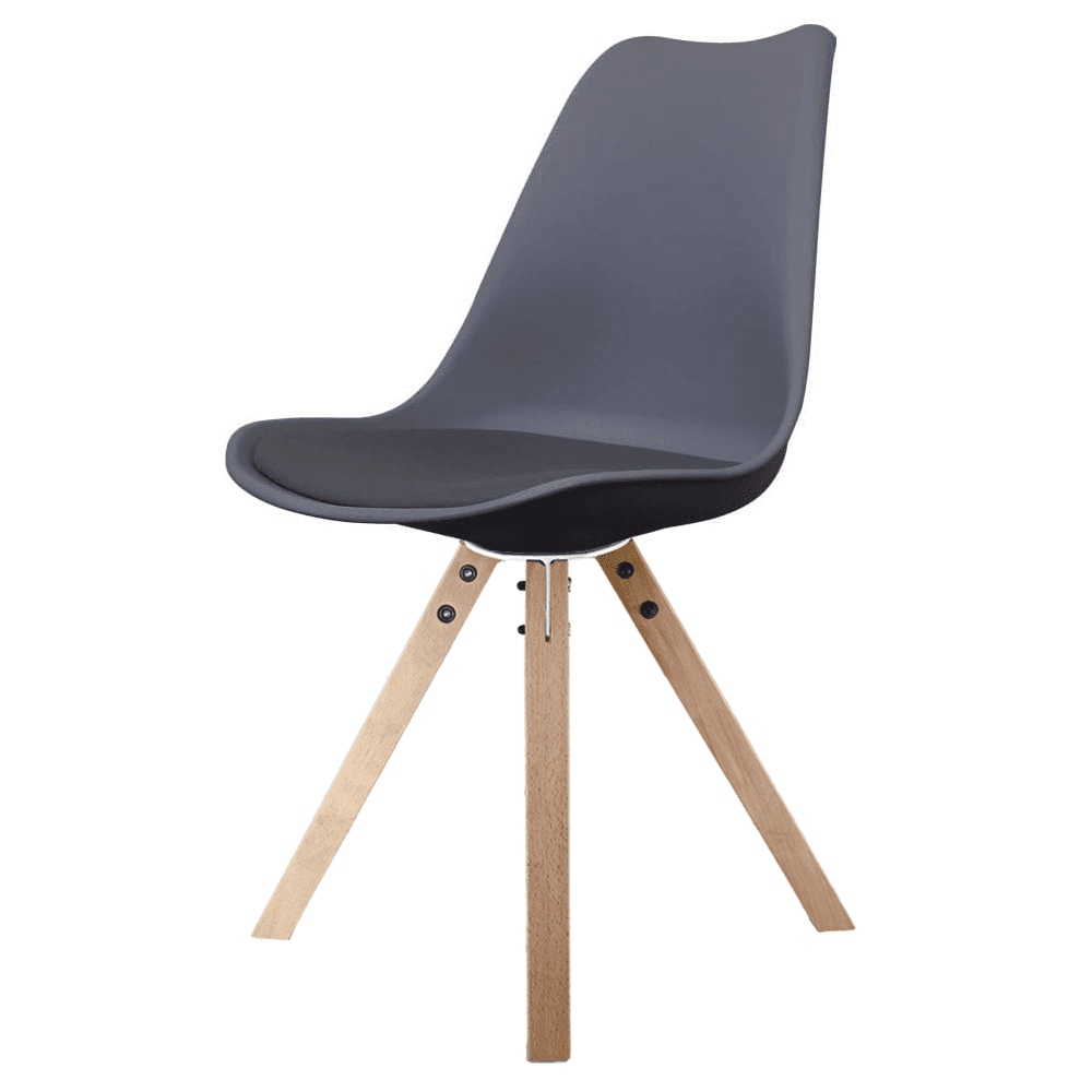 Soho Dark Grey Dining Chair with Square Pyramid Light Wood Legs