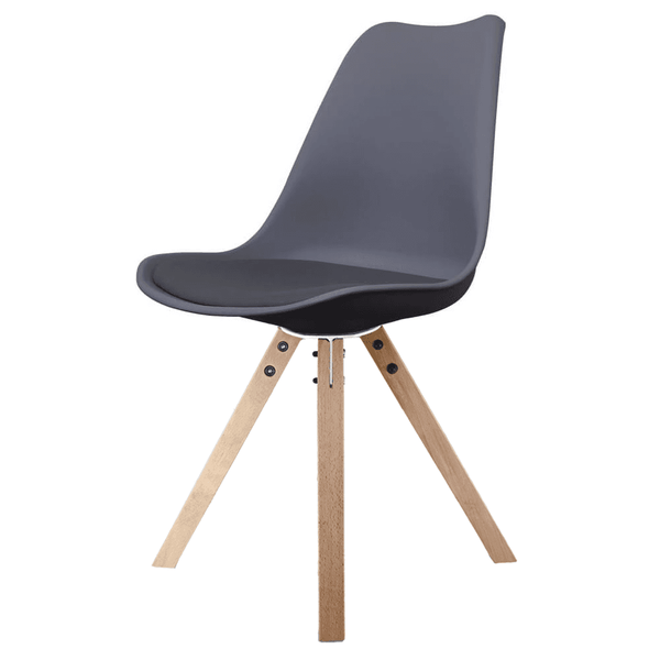 Soho Dark Grey Dining Chair with Square Pyramid Light Wood Legs
