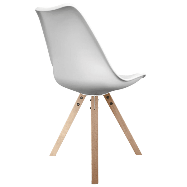 Soho White Plastic Dining Chair with Square Pyramid Light Wood Legs