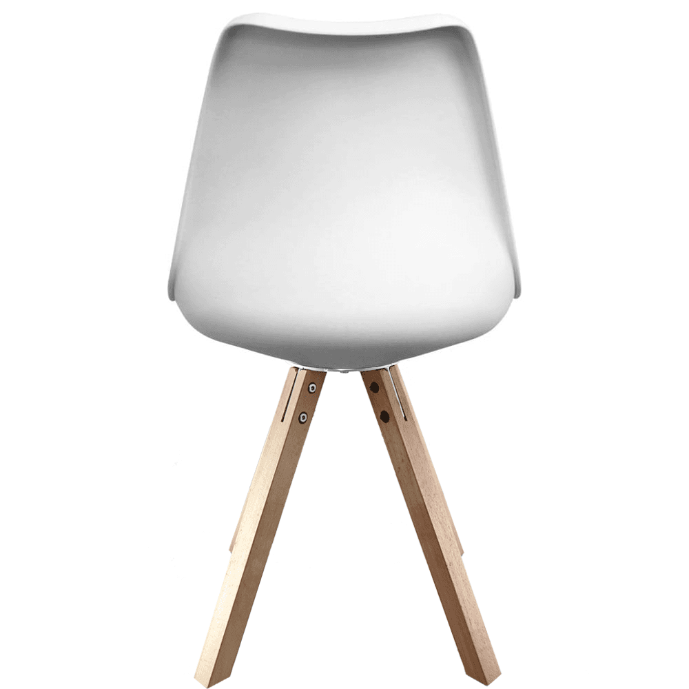 Soho White and Black Dining Chair with Square Pyramid Light Wood Legs