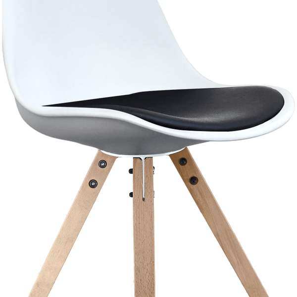 Soho White and Black Dining Chair with Square Pyramid Light Wood Legs