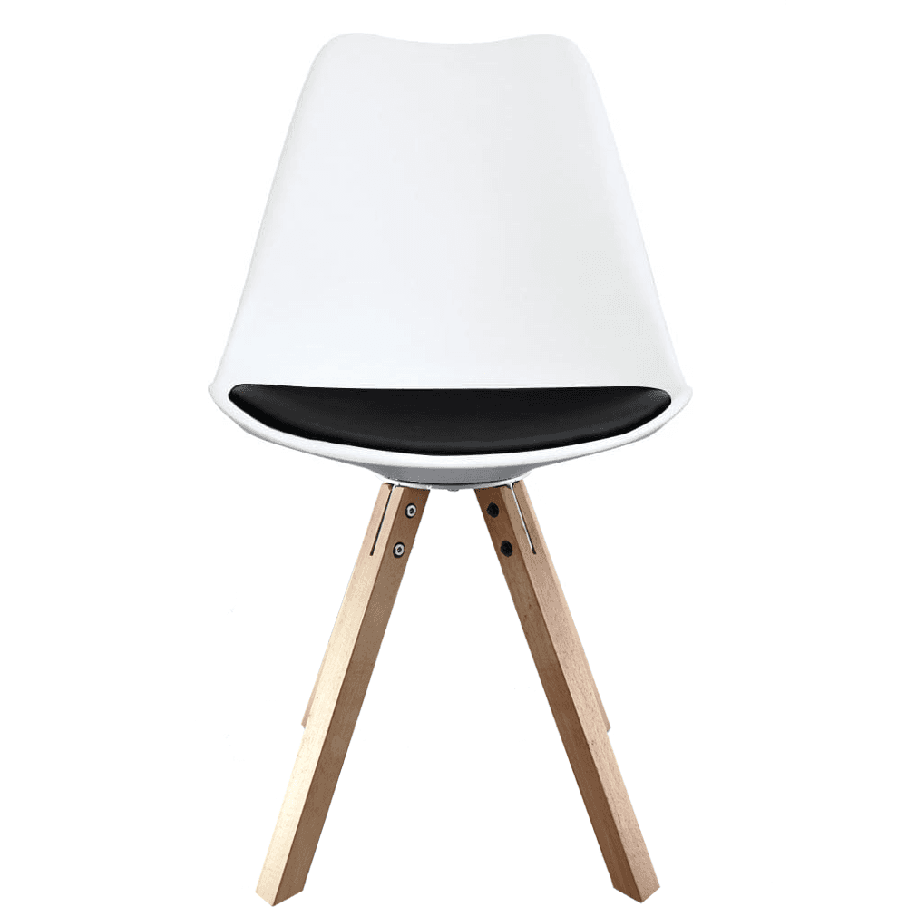 Soho White and Black Dining Chair with Square Pyramid Light Wood Legs