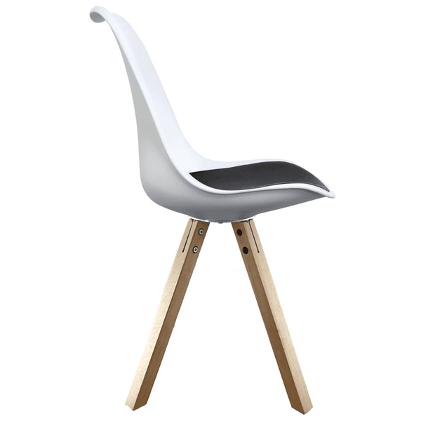 Soho White and Black Dining Chair with Square Pyramid Light Wood Legs