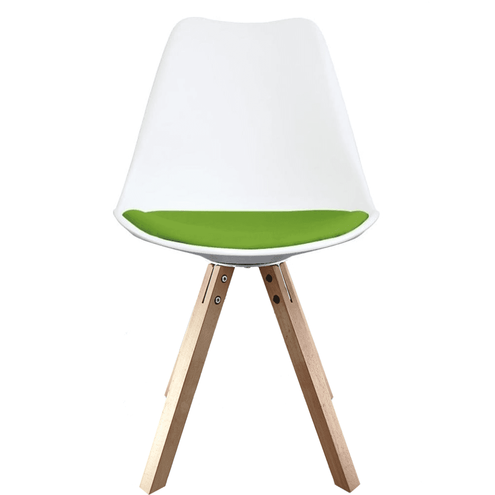 Soho White and Green Dining Chair with Square Pyramid Light Wood Legs