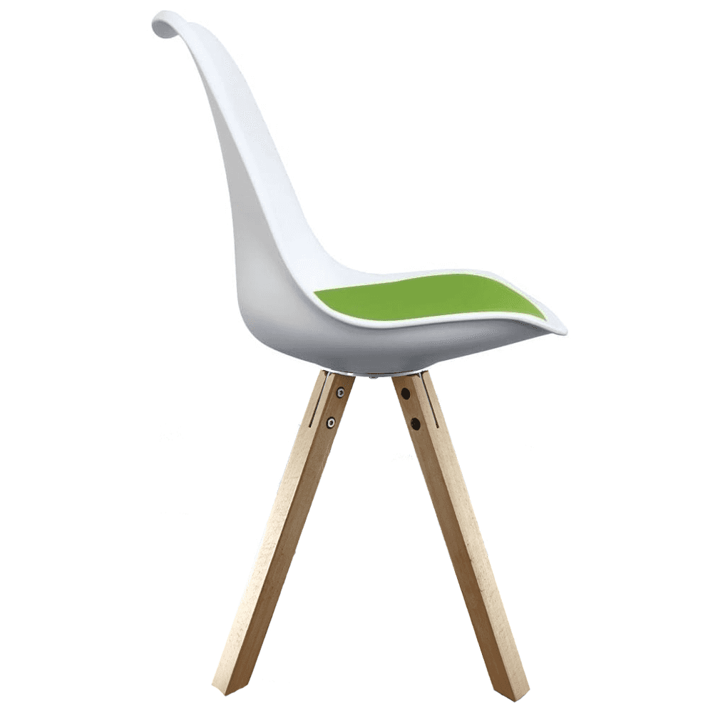 Soho White and Green Dining Chair with Square Pyramid Light Wood Legs