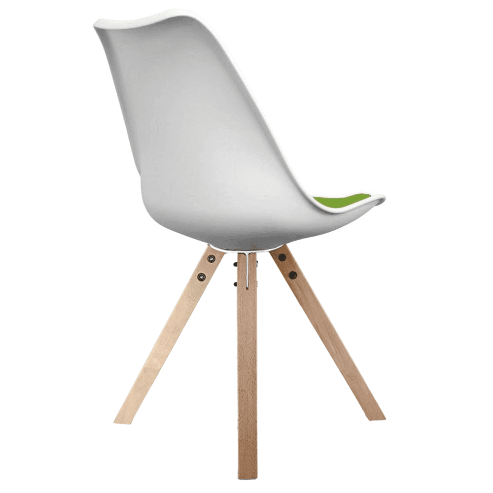 Soho White and Green Dining Chair with Square Pyramid Light Wood Legs